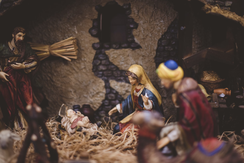 Kerststal met Jezus en Maria 